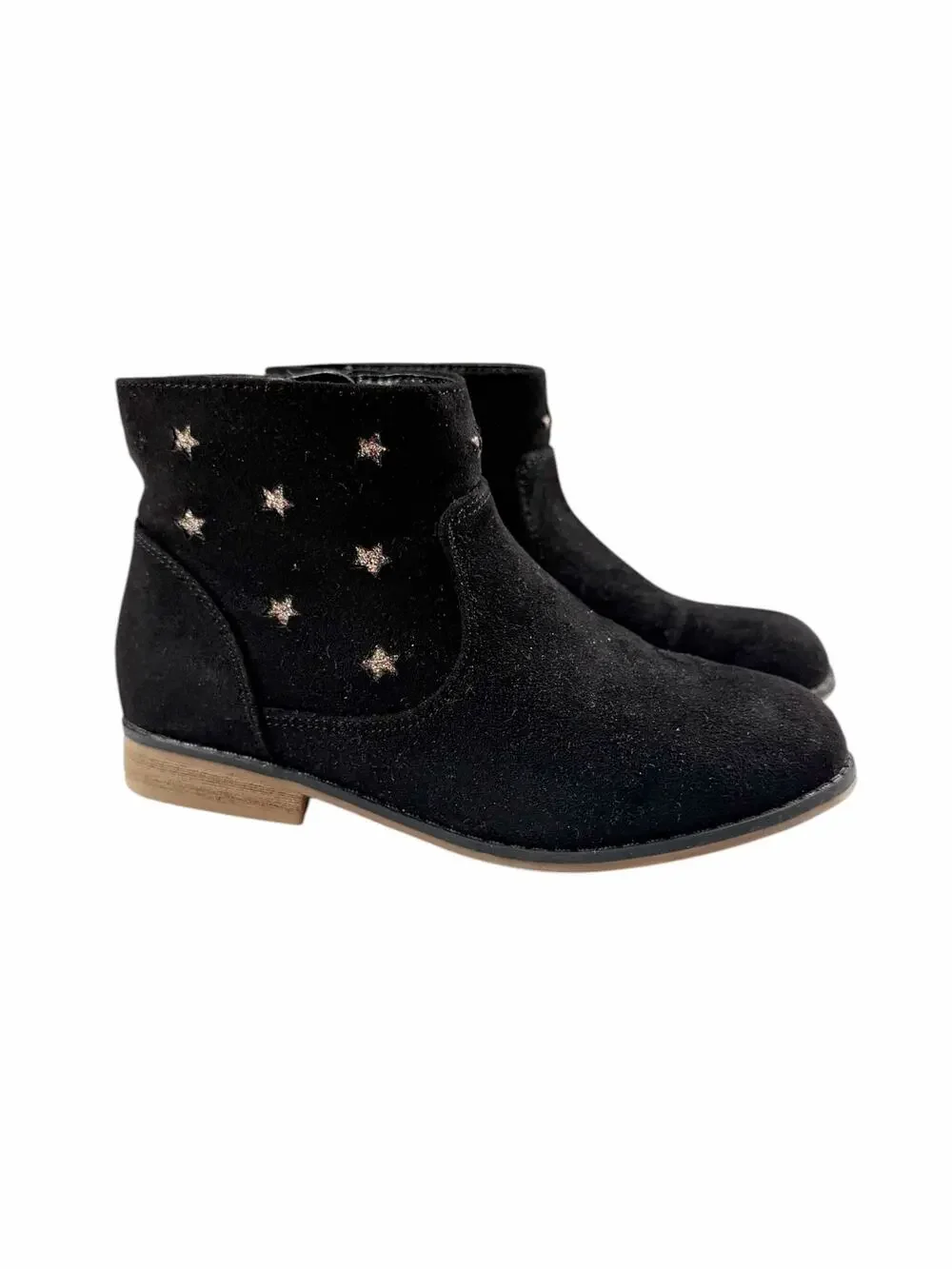 Cat & Jack Girls Black Faux Suede Star Ankle Boots Size 11